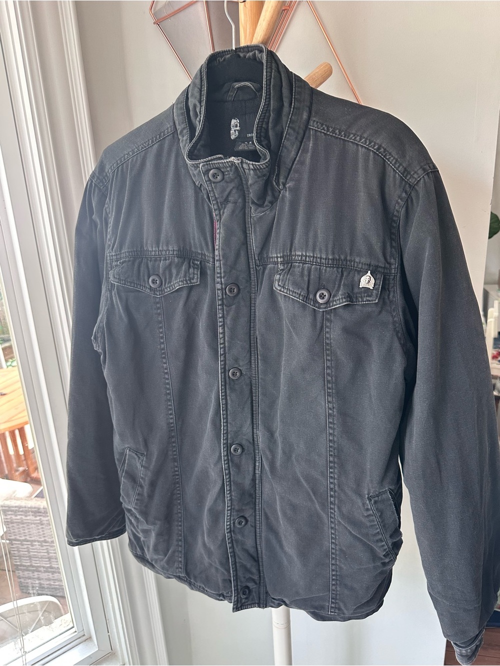 IRON FIST Men’s Black Military Field Jacket Cotton Fleece Interior Size Medium